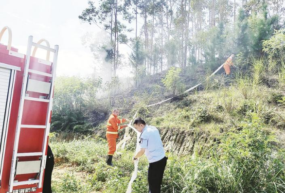 美峰村山上发生火灾 警民兵分两路全力扑灭明火